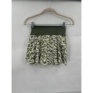 Aerie Maggie Ruffle Tennis Skort Women XS Green Animal Print Pickleball Golfing